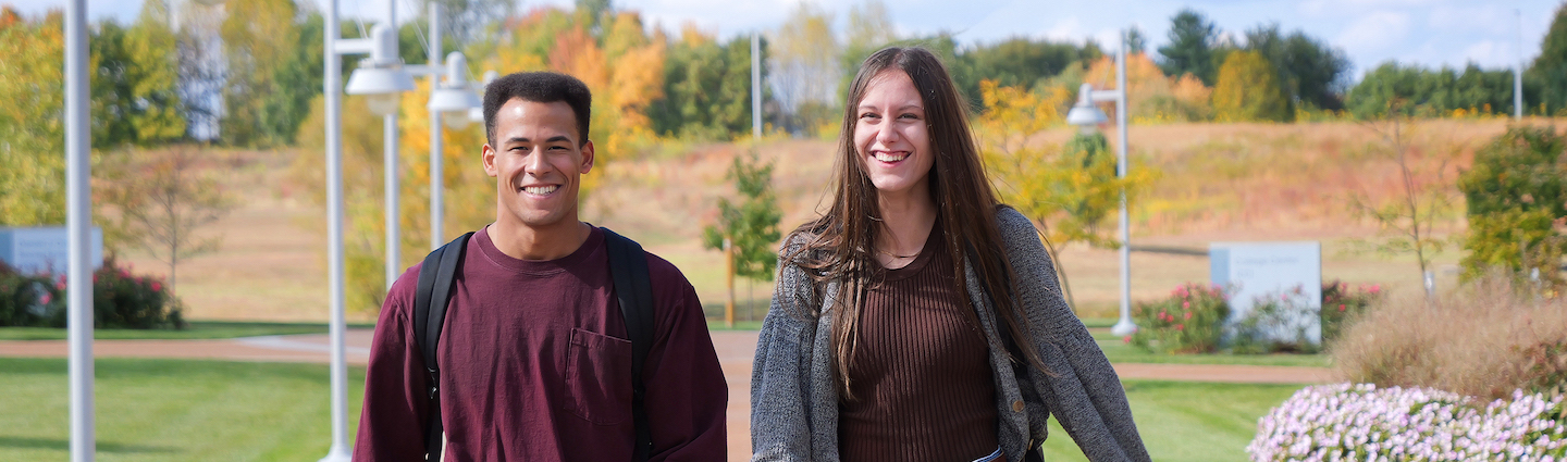 Students walking on campus. 